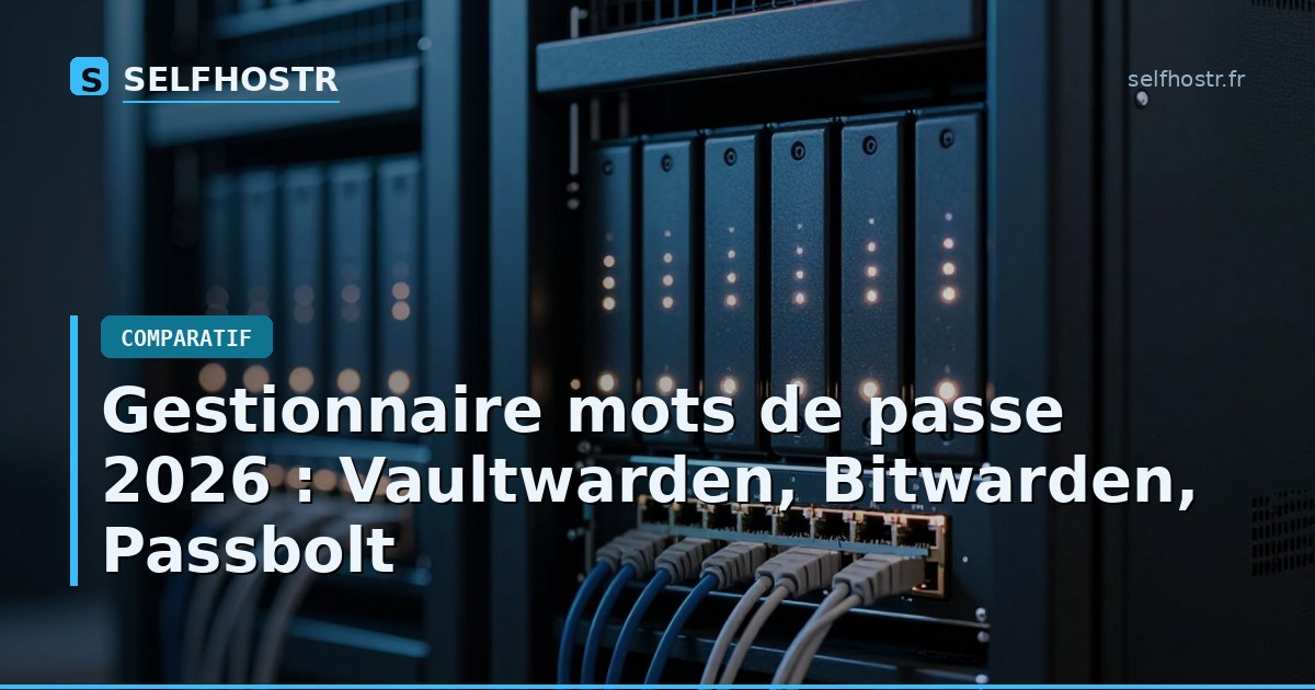 Gestionnaire mots de passe 2026 : Vaultwarden, Bitwarden, Passbolt